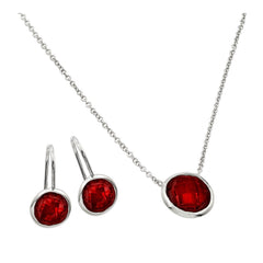 Sterling Silver Rhodium Plated CZ Round Birthstone Lever Back Set-Jan