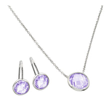 Load image into Gallery viewer, Sterling Silver Rhodium Plated CZ Round Birthstone Lever Back Set-Jun