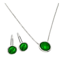 Load image into Gallery viewer, Sterling Silver Rhodium Plated CZ Round Birthstone Lever Back Set-May