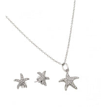 Load image into Gallery viewer, Sterling Silver Rhodium Plated Starfish Set