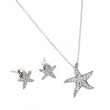 Load image into Gallery viewer, Sterling Silver Rhodium Plated Starfish Set