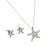 Sterling Silver Rhodium Plated Starfish Set