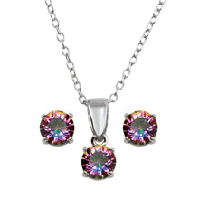 Load image into Gallery viewer, Sterling Silver Rhodium Plated Crystal AB CZ Earrings and Necklace Set