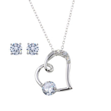 Load image into Gallery viewer, Sterling Silver Rhodium Plated Side way CZ Open Heart Set