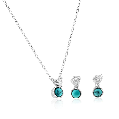 Sterling Silver Black Rhodium Turquoise Center Stone Halo Set Rectangular Earring