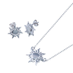Sterling Silver Rhodium Plated Sun Charm Set