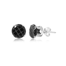 Load image into Gallery viewer, Sterling Silver Black Round CZ Invisible Cut Stud Earring