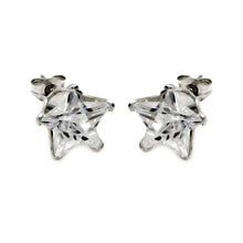 Load image into Gallery viewer, Sterling Silver Rhodium Plated Snap On Star Shaped Earring With CZ Stones