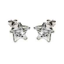 Load image into Gallery viewer, Sterling Silver Rhodium Plated Snap On Star Shaped Earring With CZ Stones