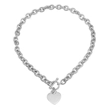 Load image into Gallery viewer, Sterling Silver High Polished Toggle Small Heart Link Necklace