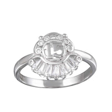 Load image into Gallery viewer, Sterling Silver Rhodium Plated 15 Number Shaped Ring with CZ Stones