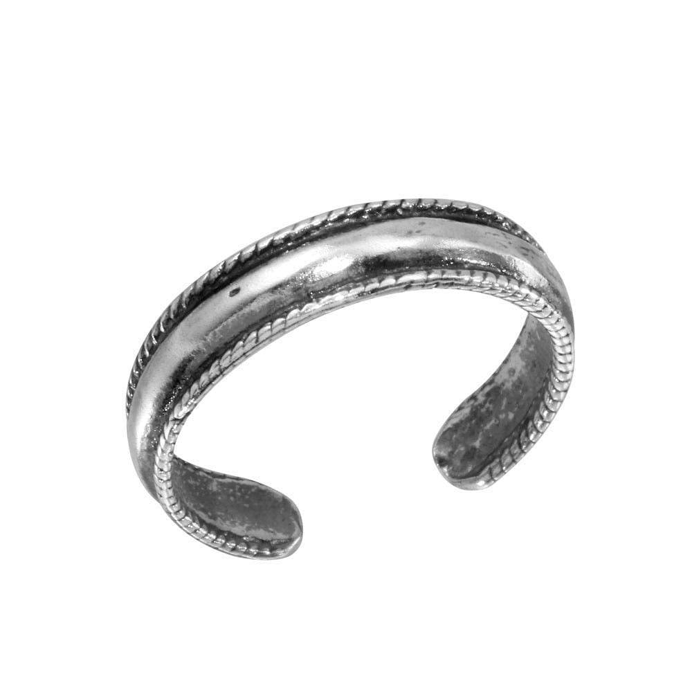 Sterling Silver Rope Border Design Adjustable Toe Ring