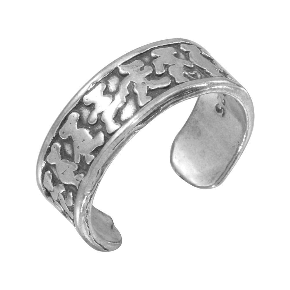 Sterling Silver Marching Bears Adjustable Toe Ring