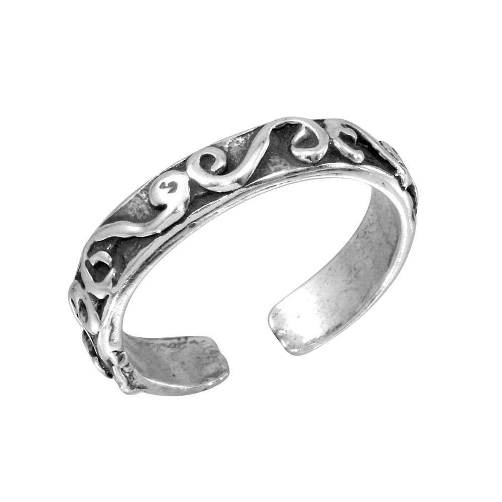Sterling Silver Calligraphy Lines Design Toe Ring