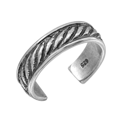 Sterling Silver Rope Designed Adjustable Toe Ring