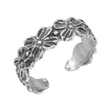 Sterling Silver Flower Link Adjustable Toe Ring