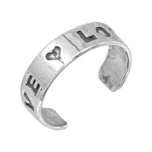 Load image into Gallery viewer, Sterling Silver Engraved Love Adjustable Toe Ring