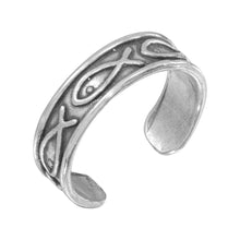 Load image into Gallery viewer, Sterling Silver Religious Fish Symbol Adjustable Toe Ring