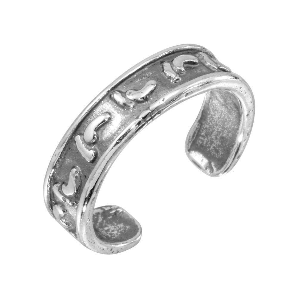 Sterling Silver Oxidized Footprint Adjustable Toe Ring