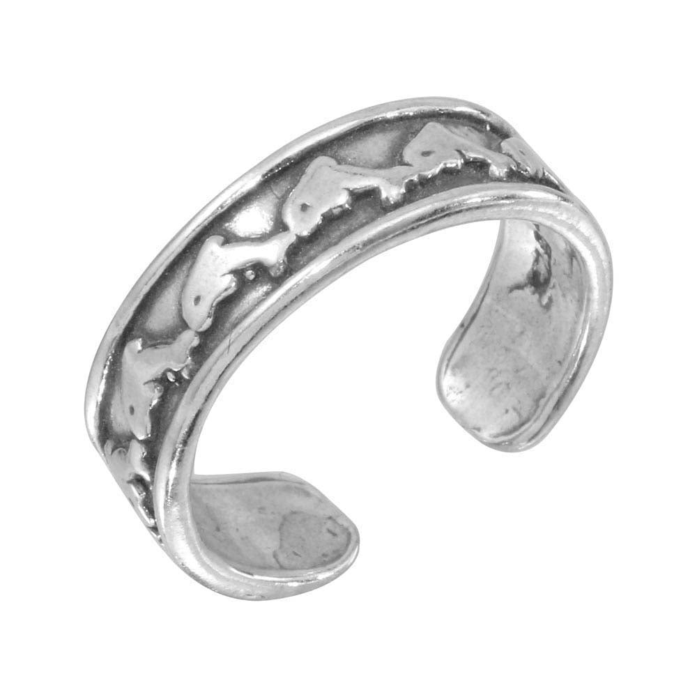 Sterling Silver Dolphin Link Adjustable Toe Ring