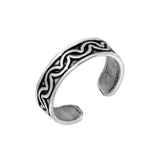 Sterling Silver Wave Designed Adjustable Toe Ring
