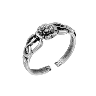 Sterling Silver Vine Flower Adjustable Toe Ring