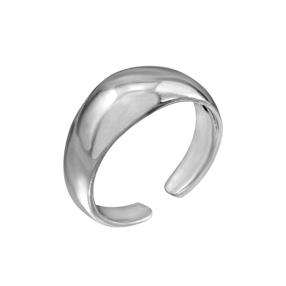 Sterling Silver High Polished Plain Rounded Adjustable Toe Ring