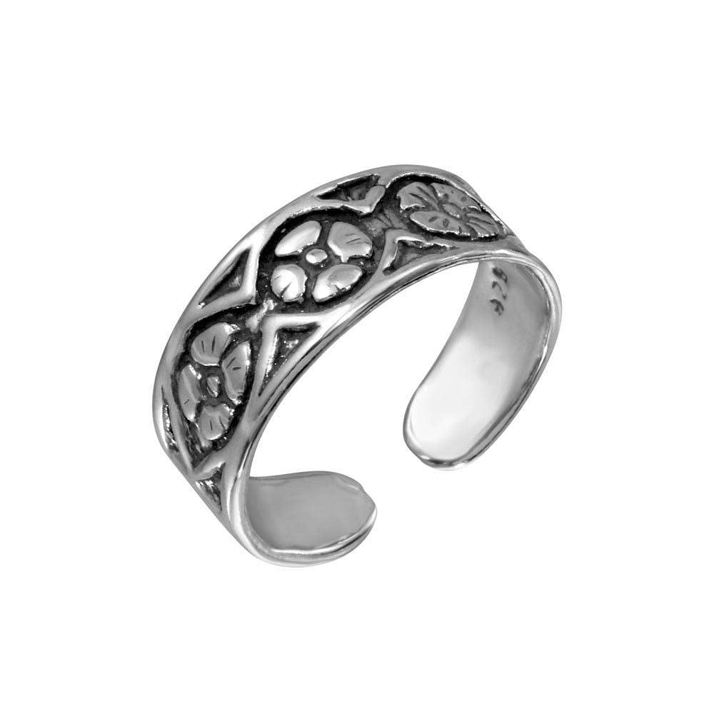 Sterling Silver Flower Link Toe Ring
