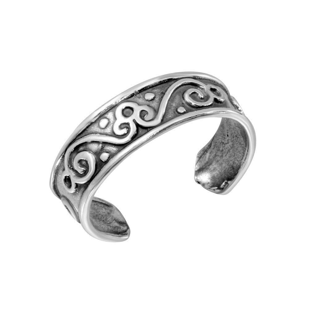 Sterling Silver Calligraphy Curve Design Toe Ring