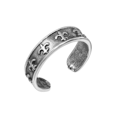 Sterling Silver Fleur De Lis Crest Adjustable Toe Ring
