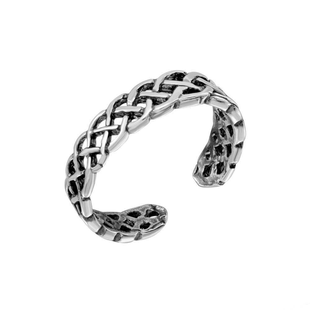 Sterling Silver Weave Interlacing Adjustable Toe Ring