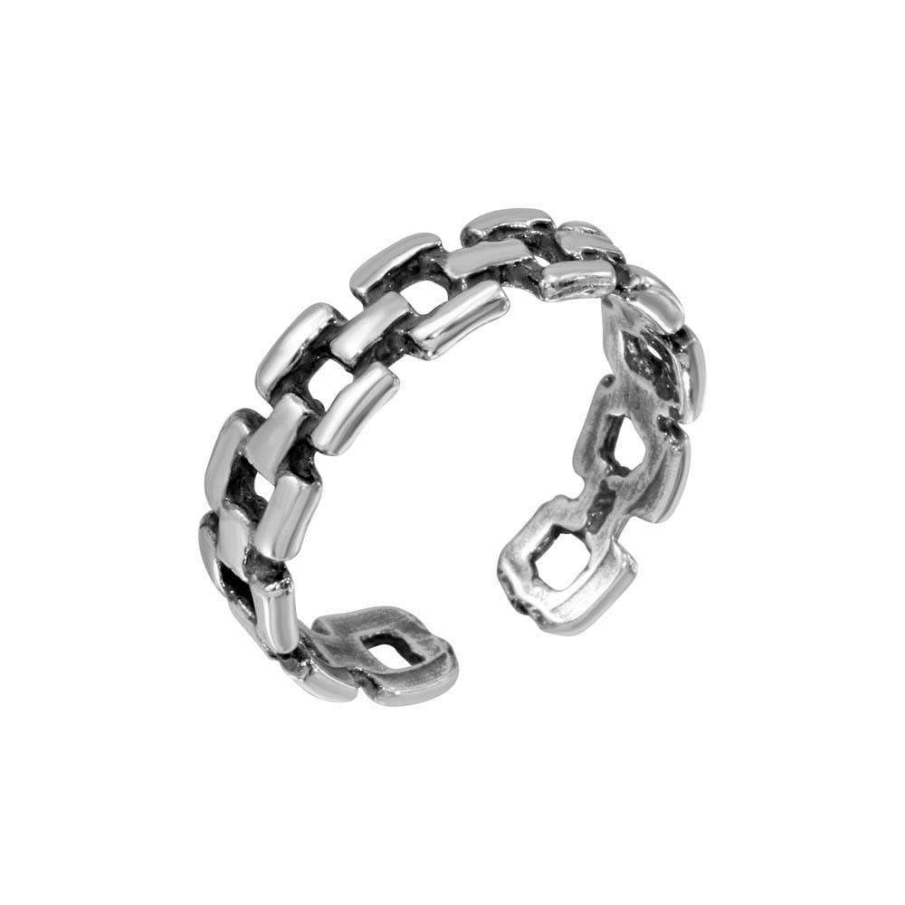 Sterling Silver Open Brick Block Adjustable Toe Ring