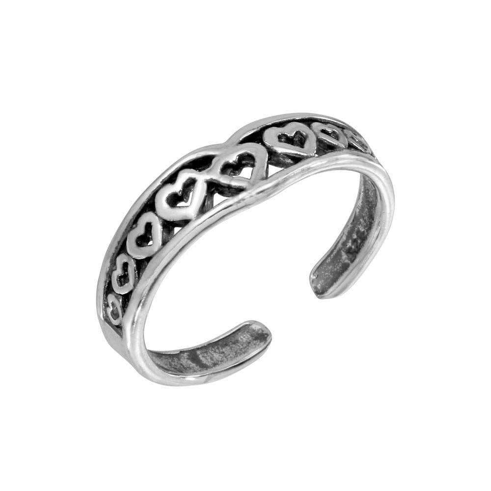 Sterling Silver Multi Heart Adjustable Toe Ring