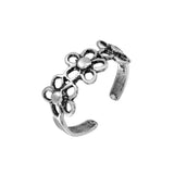 Sterling Silver Multi Open Flower Adjustable Toe Ring