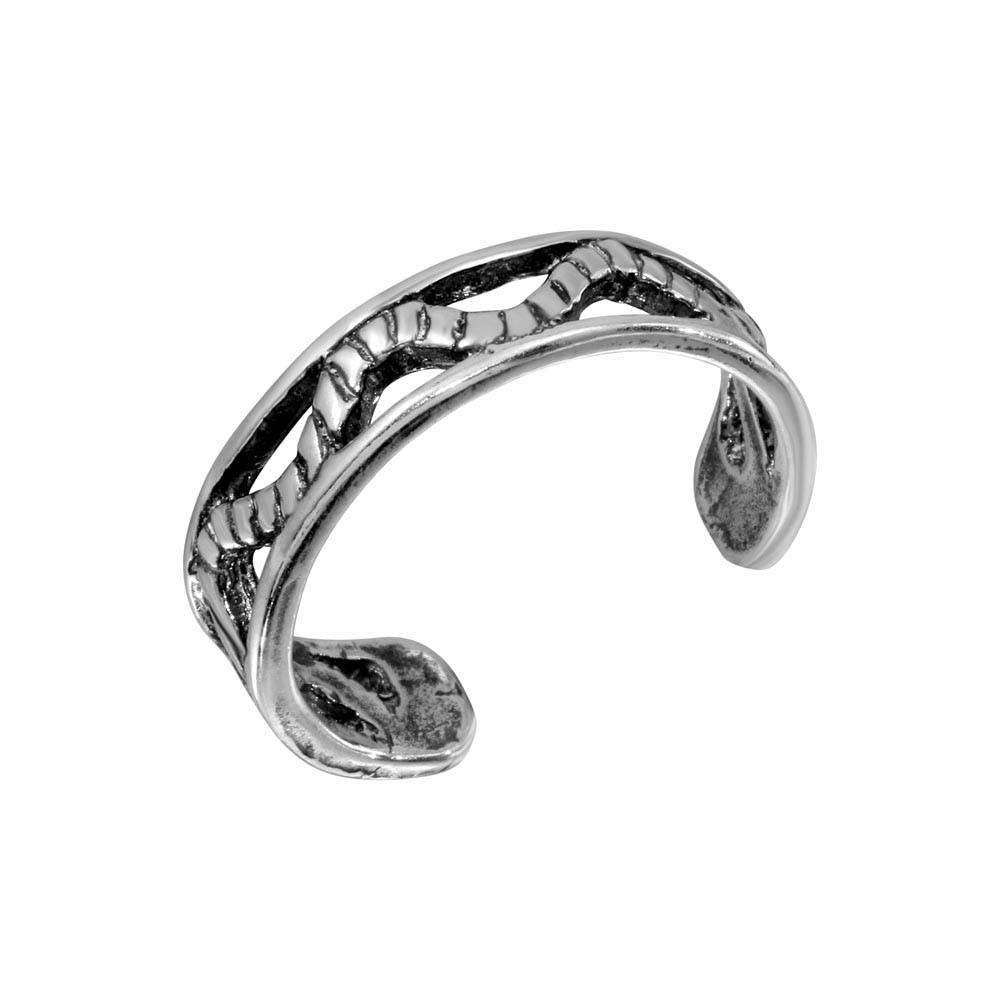 Sterling Silver Wave Rope Design Toe Ring
