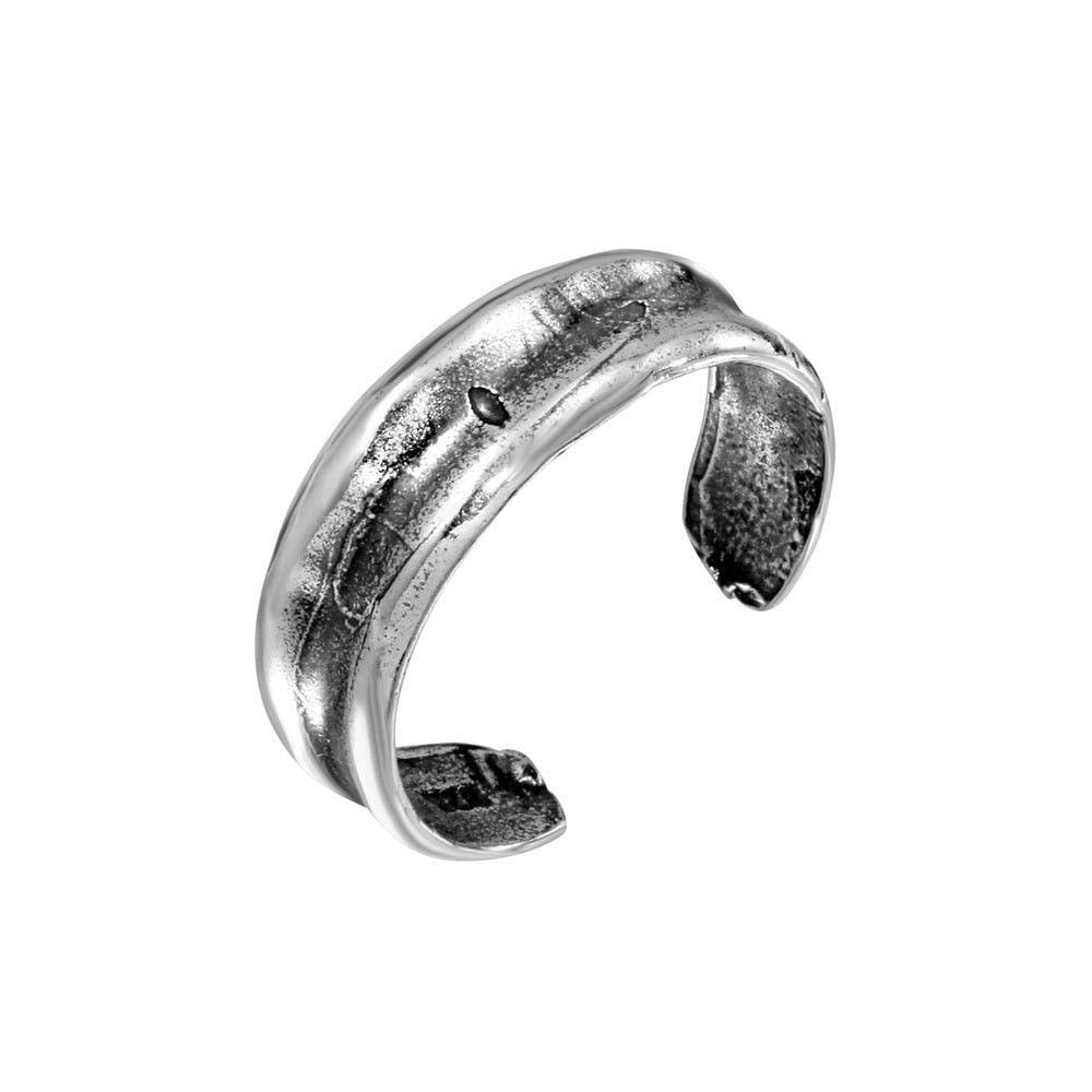 Sterling Silver Oxidized Simple Adjustable Toe Ring