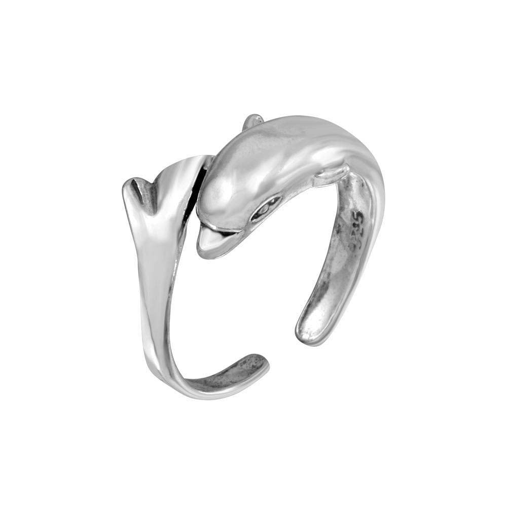 Sterling Silver Dolphin Adjustable Toe Ring