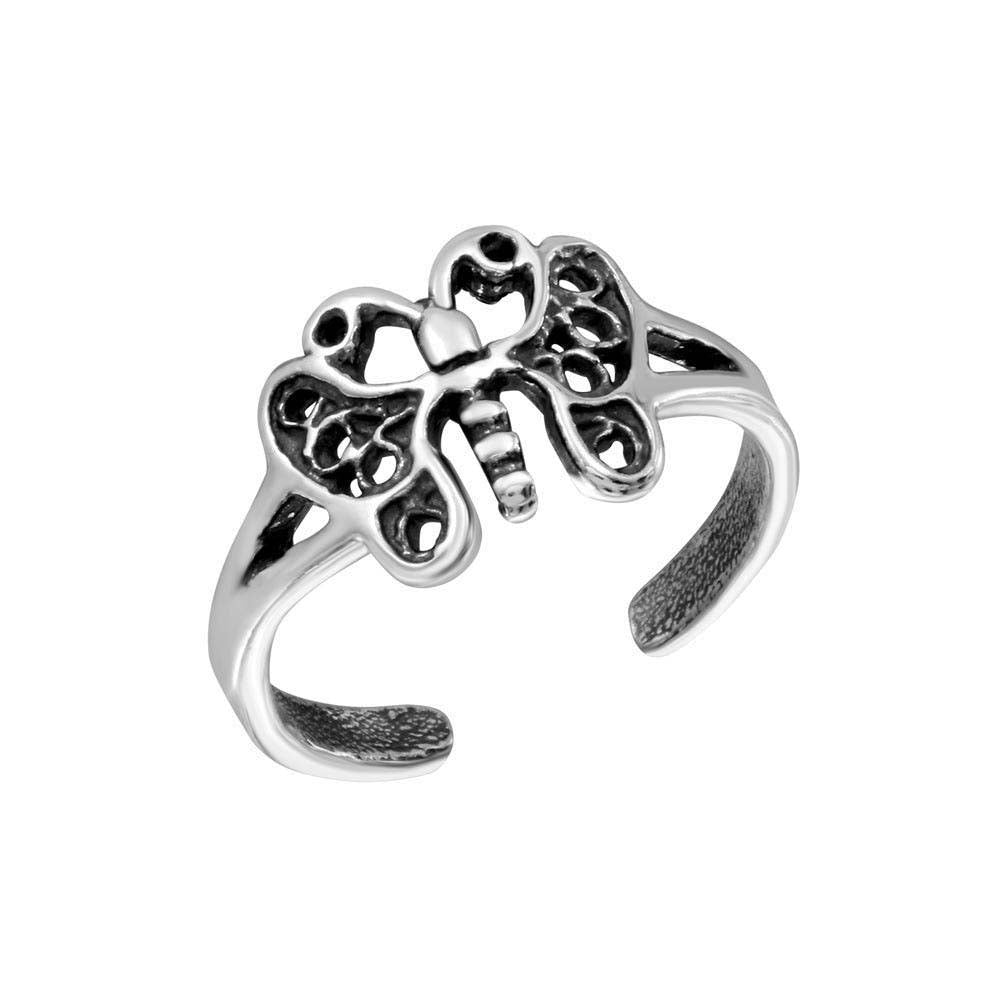 Sterling Silver Butterfly Adjustable Toe Ring