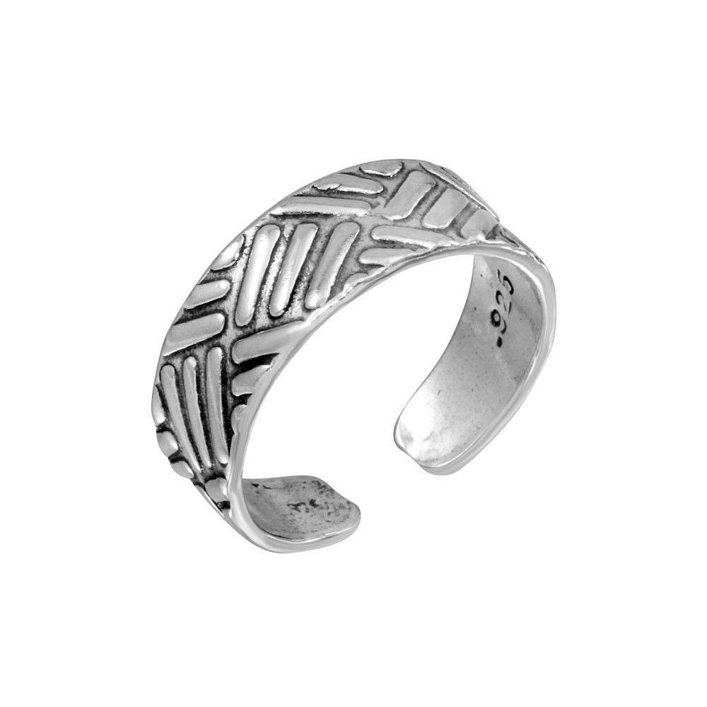 Sterling Silver Basket Weave Pattern Adjustable Toe Ring