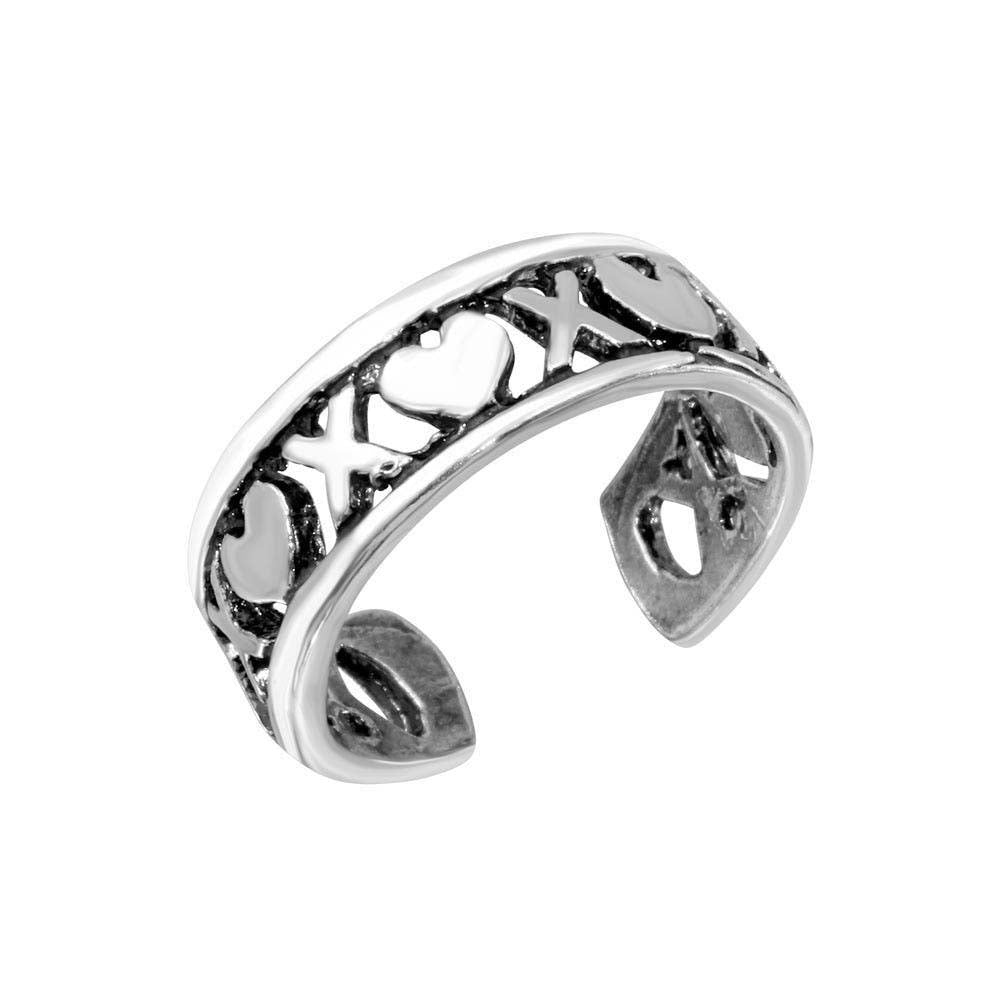 Sterling Silver X Heart Adjustable Toe Ring