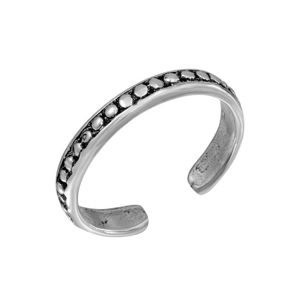 Sterling Silver Skinny Ball Studded Adjustable Toe Ring