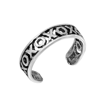 Sterling Silver XO Hugs Kisses Adjustable Toe Ring