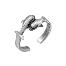 Load image into Gallery viewer, Sterling Silver Dolphins Adjustable Toe Ring