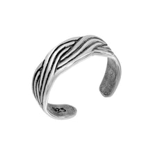 Load image into Gallery viewer, Sterling Silver 3 Line Butterfly Adjustable Toe Ring