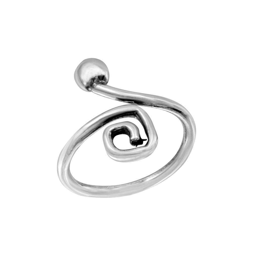 Sterling Silver Ball and Square Curl Adjustable Toe Ring