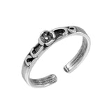 Sterling Silver Flower Curl Adjustable Toe Ring