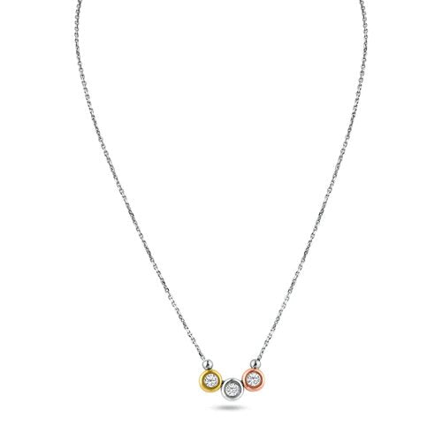 Sterling Silver 3 Toned Circles Necklace