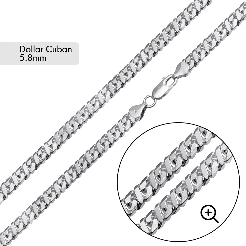 Sterling Silver Basic Dollar Miami Cuban 5.8mm Chain
