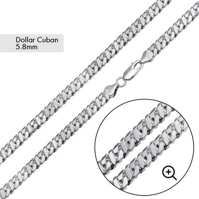 Sterling Silver Basic Dollar Miami Cuban 5.8mm Chain