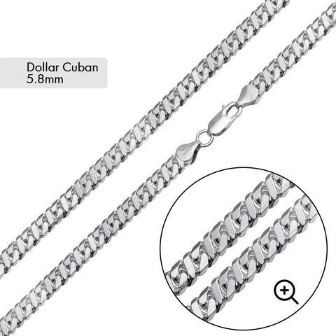 Sterling Silver Basic Dollar Miami Cuban 5.8mm Chain